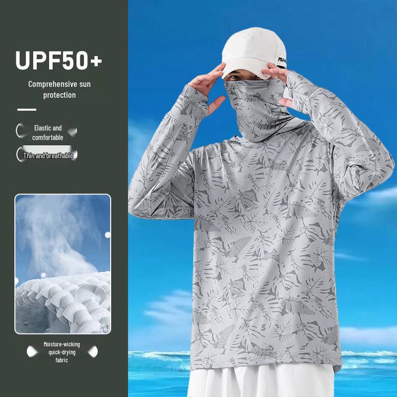 Men's UV Protection Quick-Dry Fishing Suit - Lightweight Summer Ice Silk with Sun Protection Face Covering