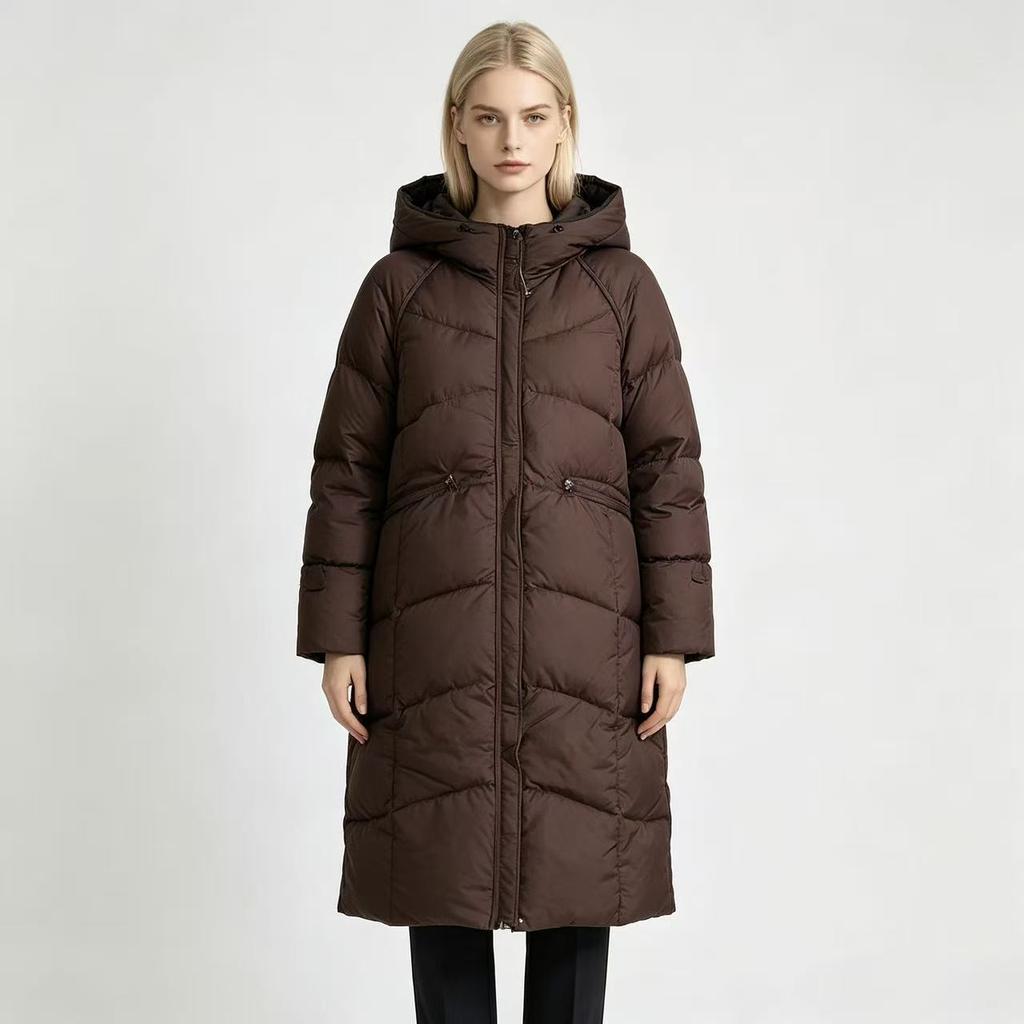 European and American double-sided wear long cotton-padded clothes for women, hooded over the knee in winter, thickened and loose warm cotton-p