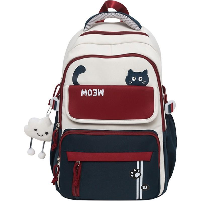 Large Capacity Colorblock Backpack Teen Girls High School Students Lightweight Expandable Bag With Laptop Sleeve