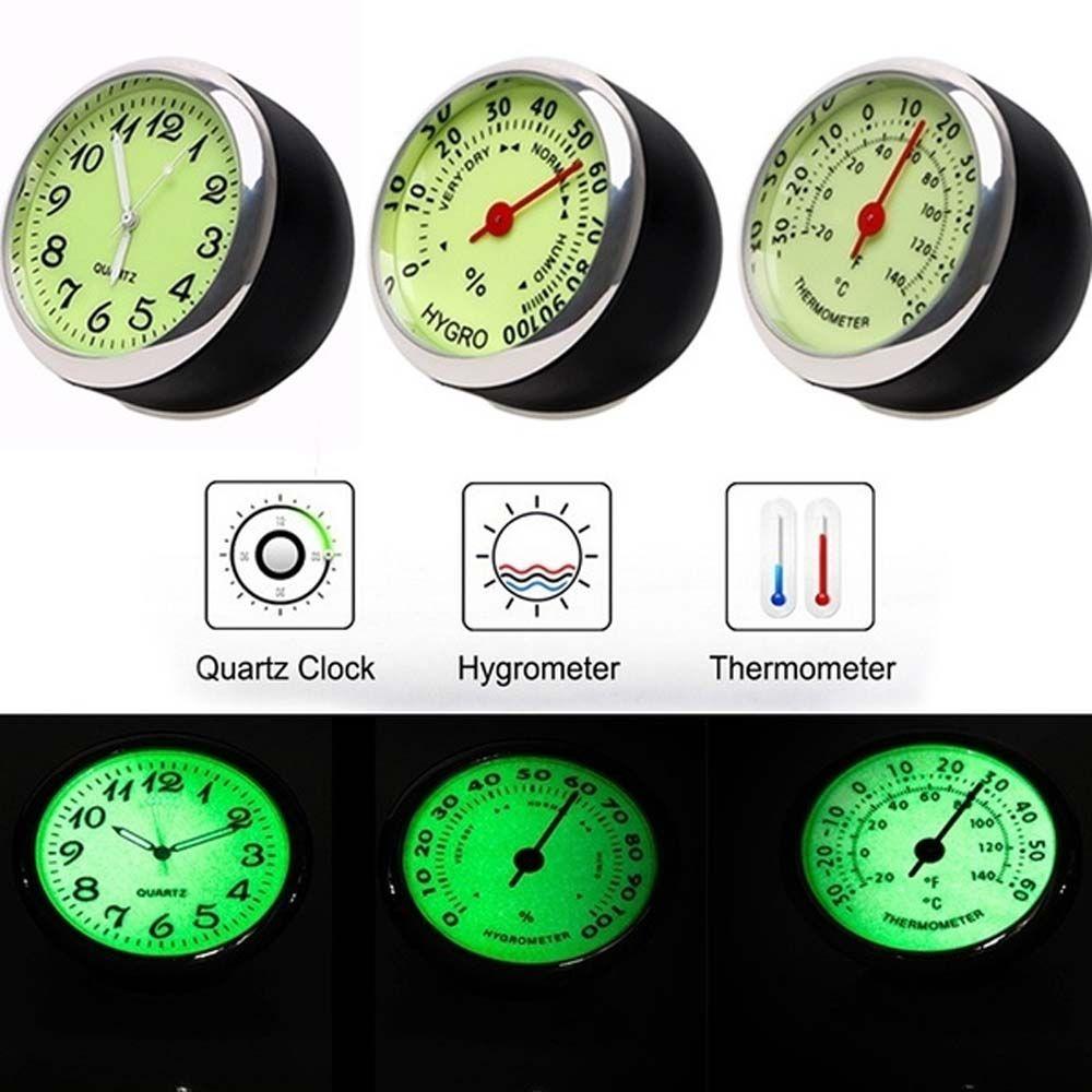 Decoration Fluorescent Car Clock Automobile Mechanics Thermometer Hygrometer Car Quartz Watch