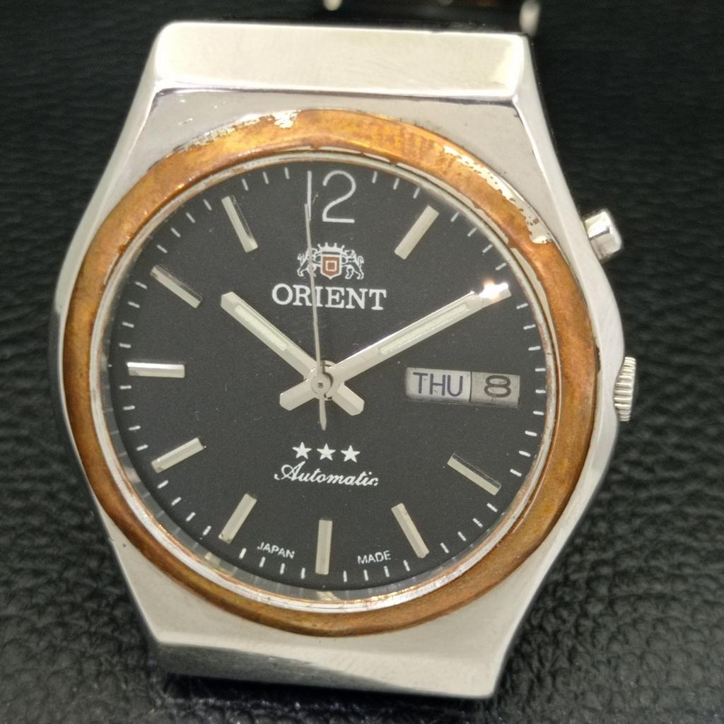 Б/у ORIENT JAPAN МУЖСКИЕ АВТОМАТИЧЕСКИЕ ЧАСЫ DAY&DATE ЧЕРНОГО ЦИФЕРБЛАТА A432326-2 R111-a432326