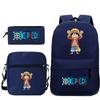 New Animation One Piece Printed Backpack for Primary and Secondary School Students Large Capacity School Bag Combination Three-piece Set