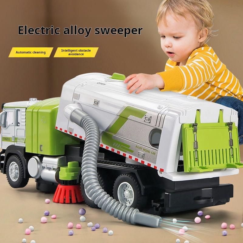 Alloy Sanitation Sweeper Model Simulation Vacuum Cleaner Boy Electric Sound And Light Universal Toy Car