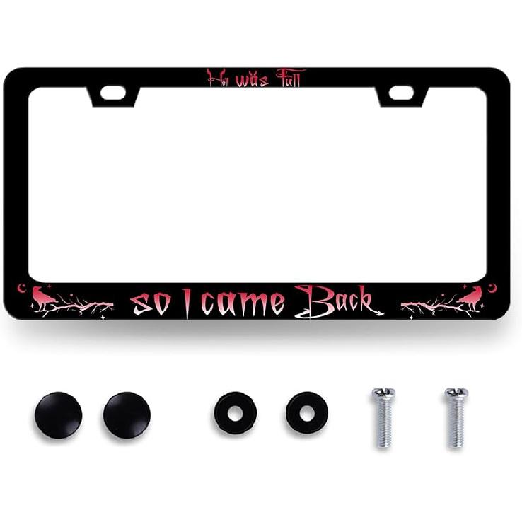 Blue Boho Flowers License Plate Frame Cute Floral License Plate Personalise Auto Parts For Men Women Car Decoration Stainless Steel Funny License