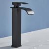 Matt Black Basin Faucet Single Lever Mixer Hot and Cold Water Basin Crane Tap Bathroom Washbasin Sink Waterfall Mixer Tap