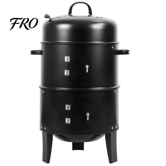 Outdoor Grill 16 Inch Charcoal Stove, 3 in 1 Vertical BBQ with Built-In Thermometer, Double Tier Stove Adjustable Vent System, Heavy Duty Barbecue