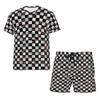 Шахматный летний спортивный костюм с 3D принтом, футболки и шорты с круглым вырезом, классические мужские/женские повседневные модные наряды, 6 стилей, XS-5XL