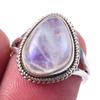 Кольцо из серебра 925 пробы с натуральным радужным лунным камнем ручной работы, размер 6 h3w56