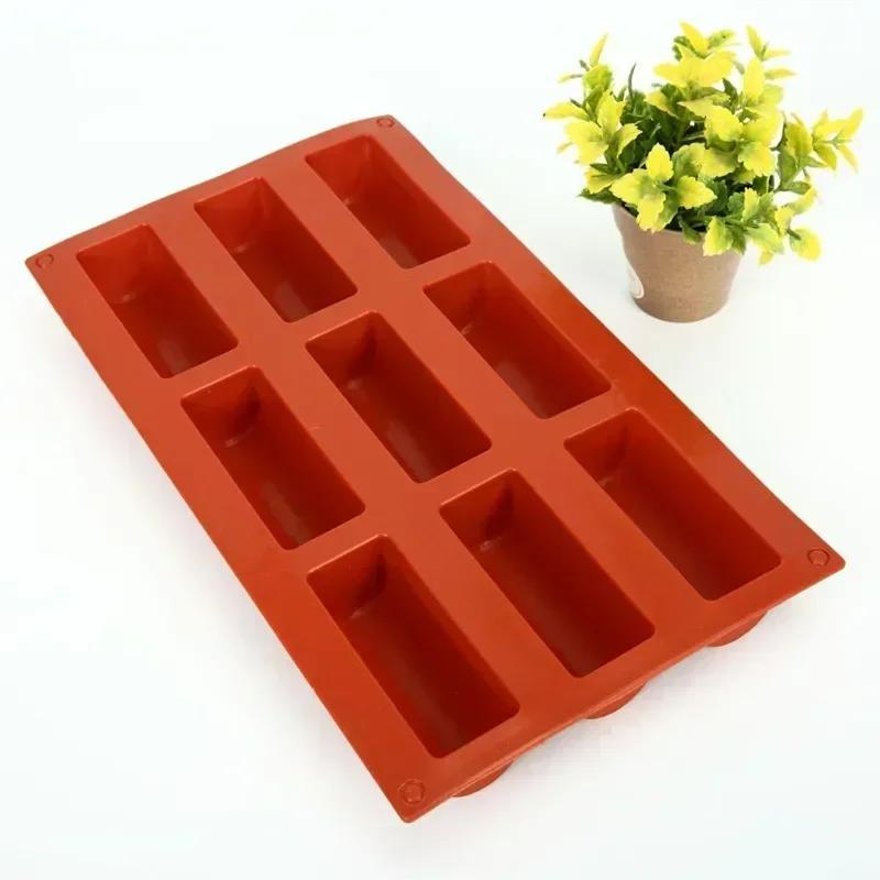 Baking Tools 9 Cavity Silicone Mold 3D Stick Half-cylindrical Long Strip Shape Chocolate Truffle Mousse Cake Dessert Mold