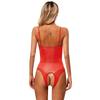 Womens Glossy Sling Bodysuit Adjustable Strap See Through Lingerie Stretchy High Cut Bodycon Lingerie