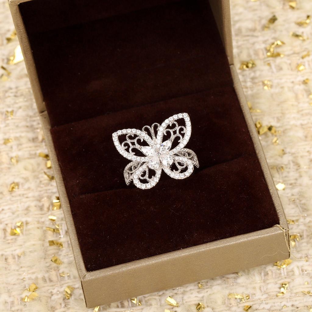 Butterfly Ring 925 Silver Wear-resistant High-end Jewelry Top-notch Electroplating Technolog No Chemical Hazard