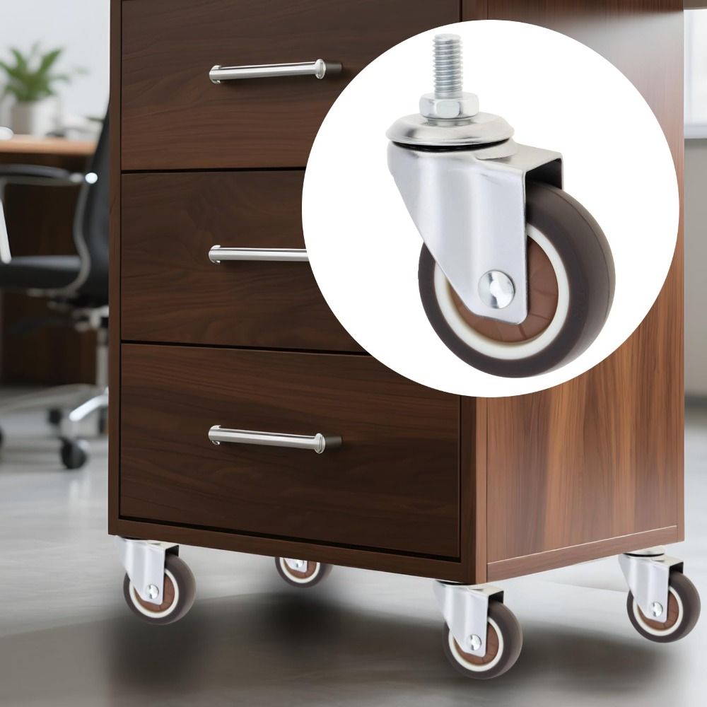 Metal Top Casters Wheels TPR Rubber Stem Caster Wheels Activity Brake Universal Casters Cabinet