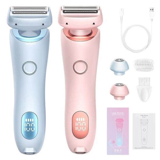 Женский электрический эпилятор с двойной головкой, перезаряжаемый от USB, водонепроницаемый, для лица, тела, зоны бикини