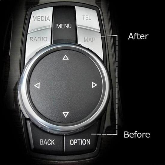 CAR MULTI MEDIA DRIVE 7 BUTTON DECOR COVER TRIM FITS BMW 5 7Series IDRIVE Chrome