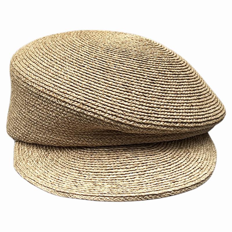 Temperament Slanted Top Straw Hat Women'S Spring Summer Breathable Beret Sun Protection Visor Raffia Equestrian Hat