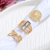 Fashion Korean Simple Ring Women's Luxury Punk Ring Three Piece Party Wide Thickened Ring Gift Dinner Party Jewelry Student Women's Ring Set