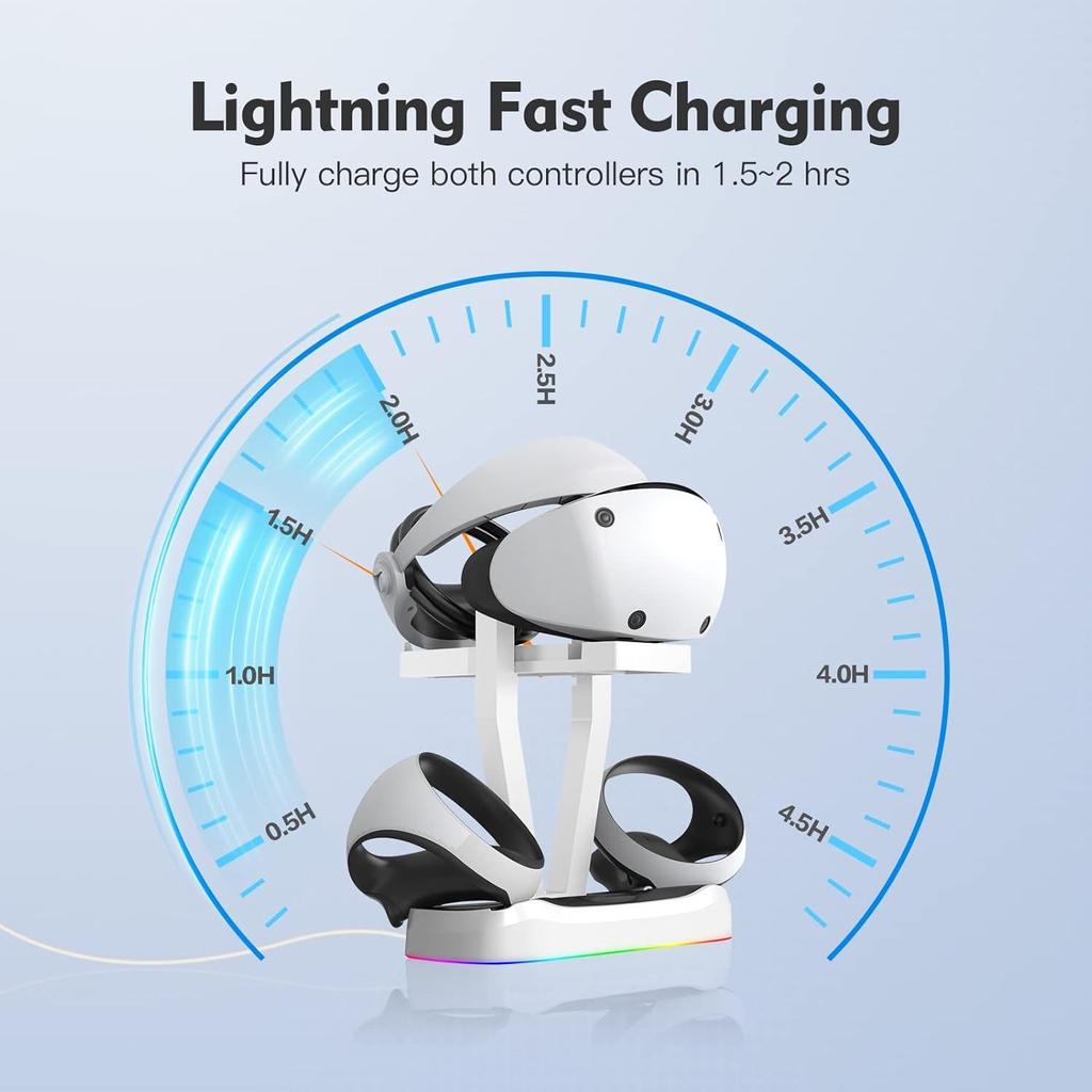 PS VR2 Charging Station, Dual Fast Charger Dock for PS VR2, PSVR2 Charging Station with Led Indicator, Headset Display Stand