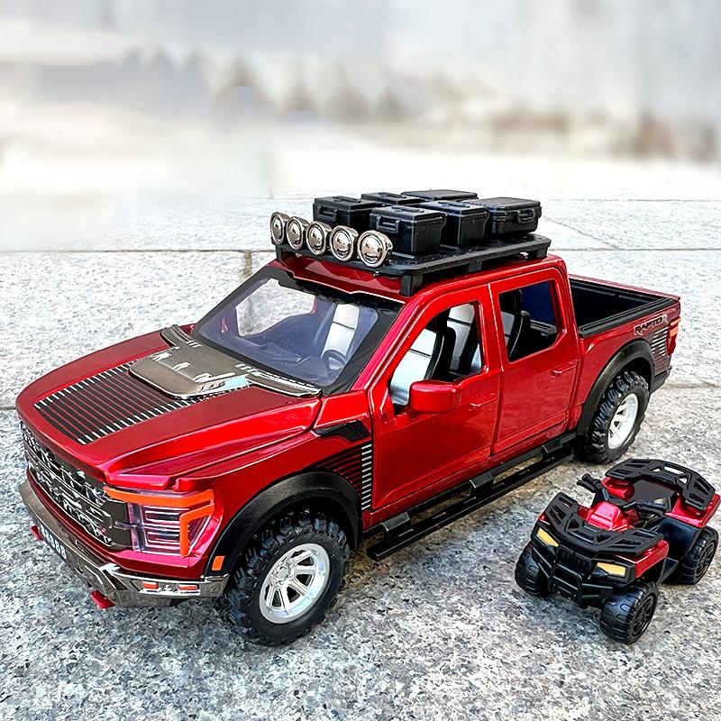 1/24 Ford Raptor F150 Сплав Пикап Модель Машины Литые Металлические Внедорожники Модель Машины Звук и Свет Симуляция Детская Игрушка Подарок