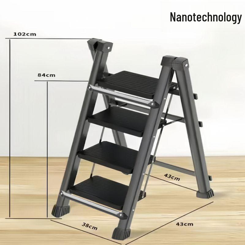 Folding Telescopic A-Frame Household Ladder, Thickened Step Stool, 3-4 Steps, Multifunctional Indoor Use.