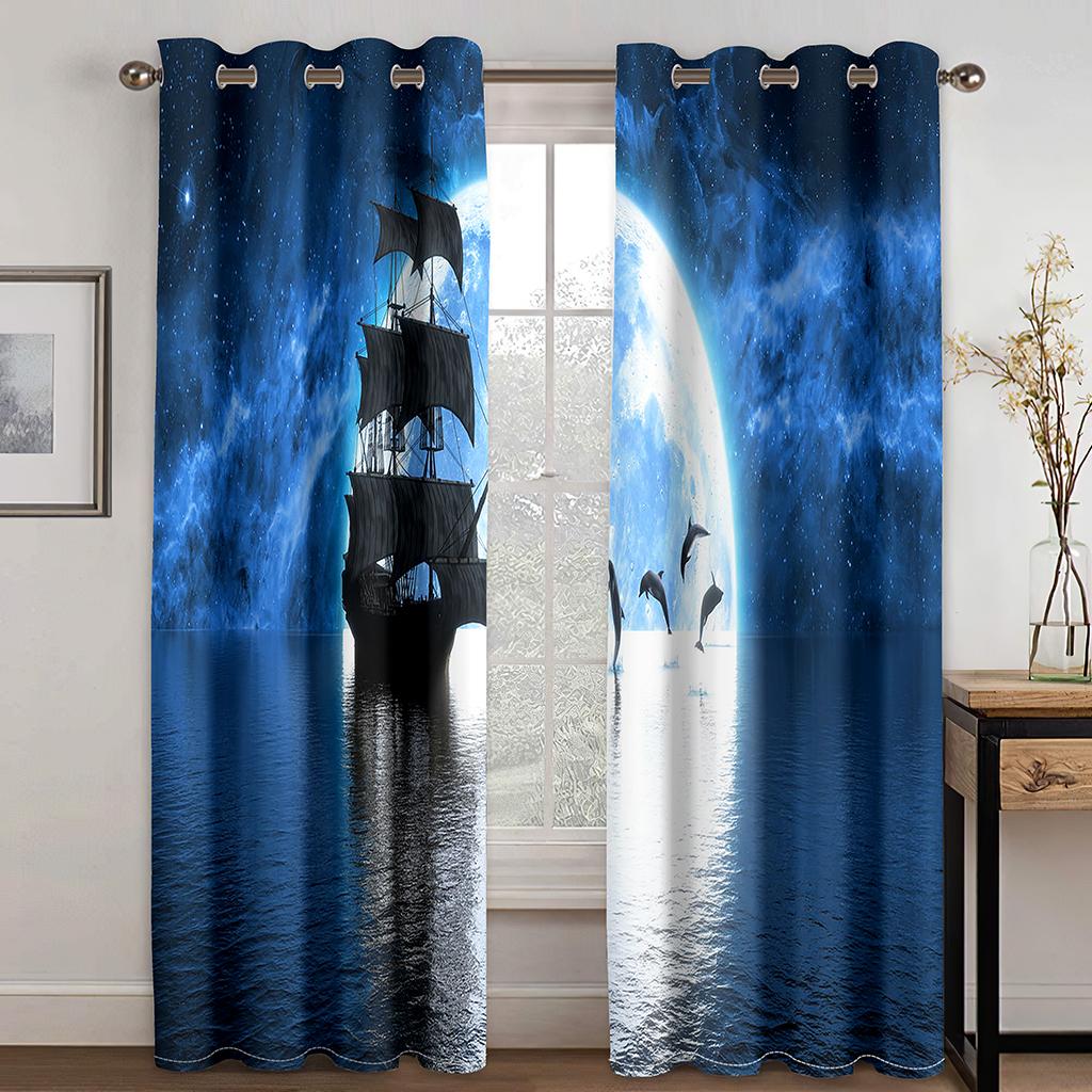 Причудливый пейзаж с рисунком животных 3D цифровая печать занавеска фантазийная сцена уединение слабое затемнение занавеска ткань две части