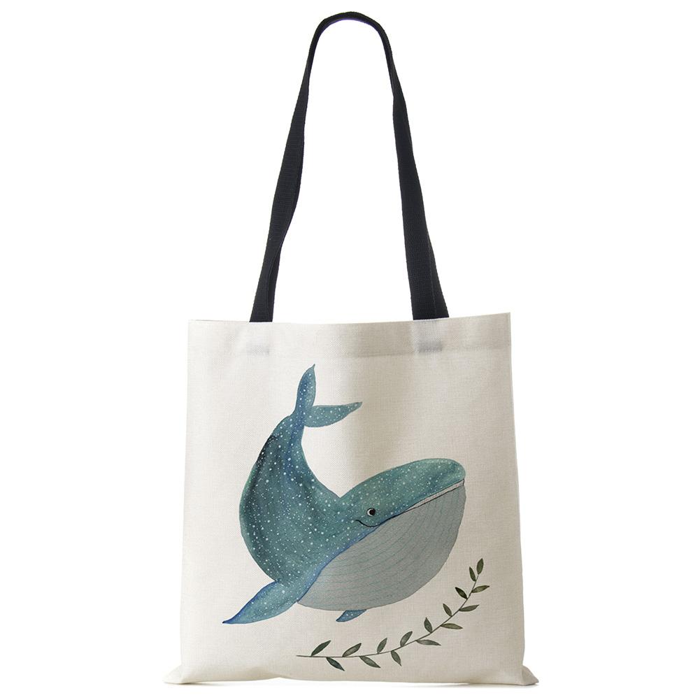 Свежая картина, милый кит, морская серия, сумка на плечо, женские сумки, дизайнерские сумки большой емкости