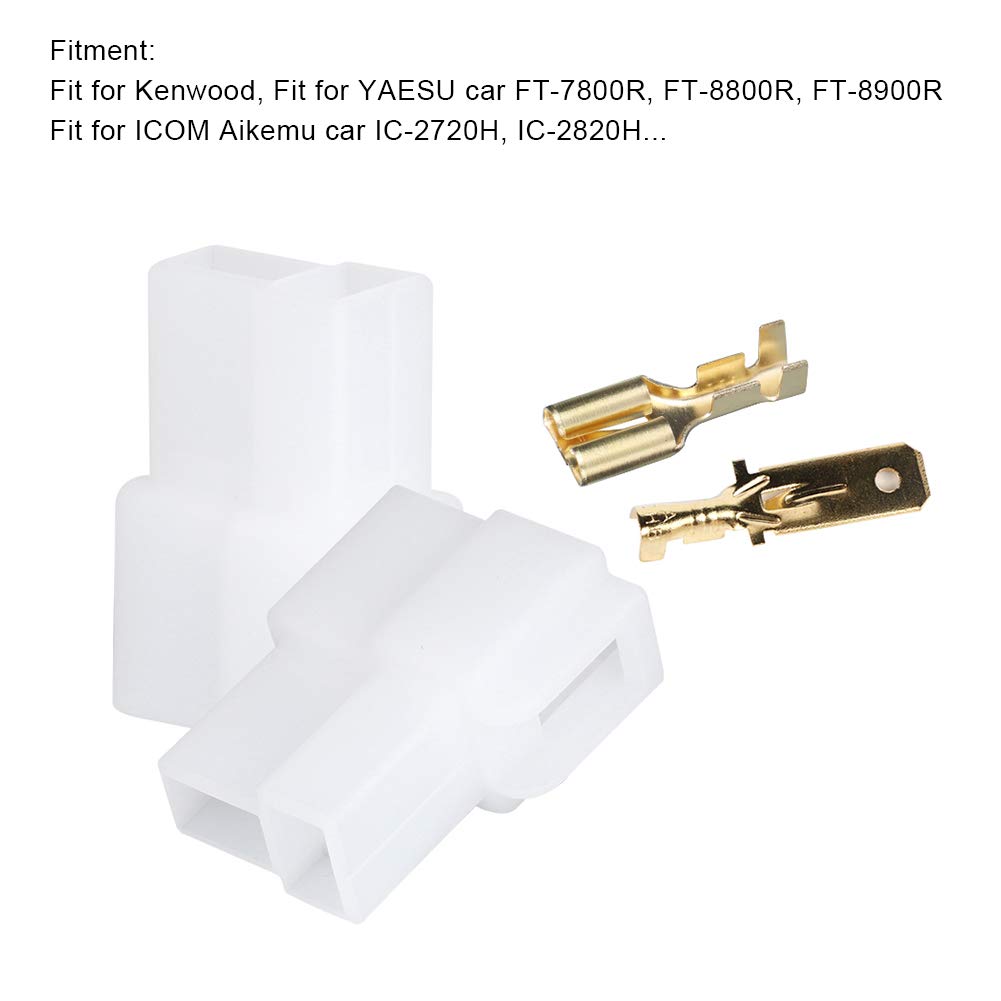 Yctze Electrical Automotive Wire Connector, T-Type 2 Pin Power Plug Male Female Socket Plug and Terminals Kit Fit for Kenwood FT-7800R, FT-8800R,