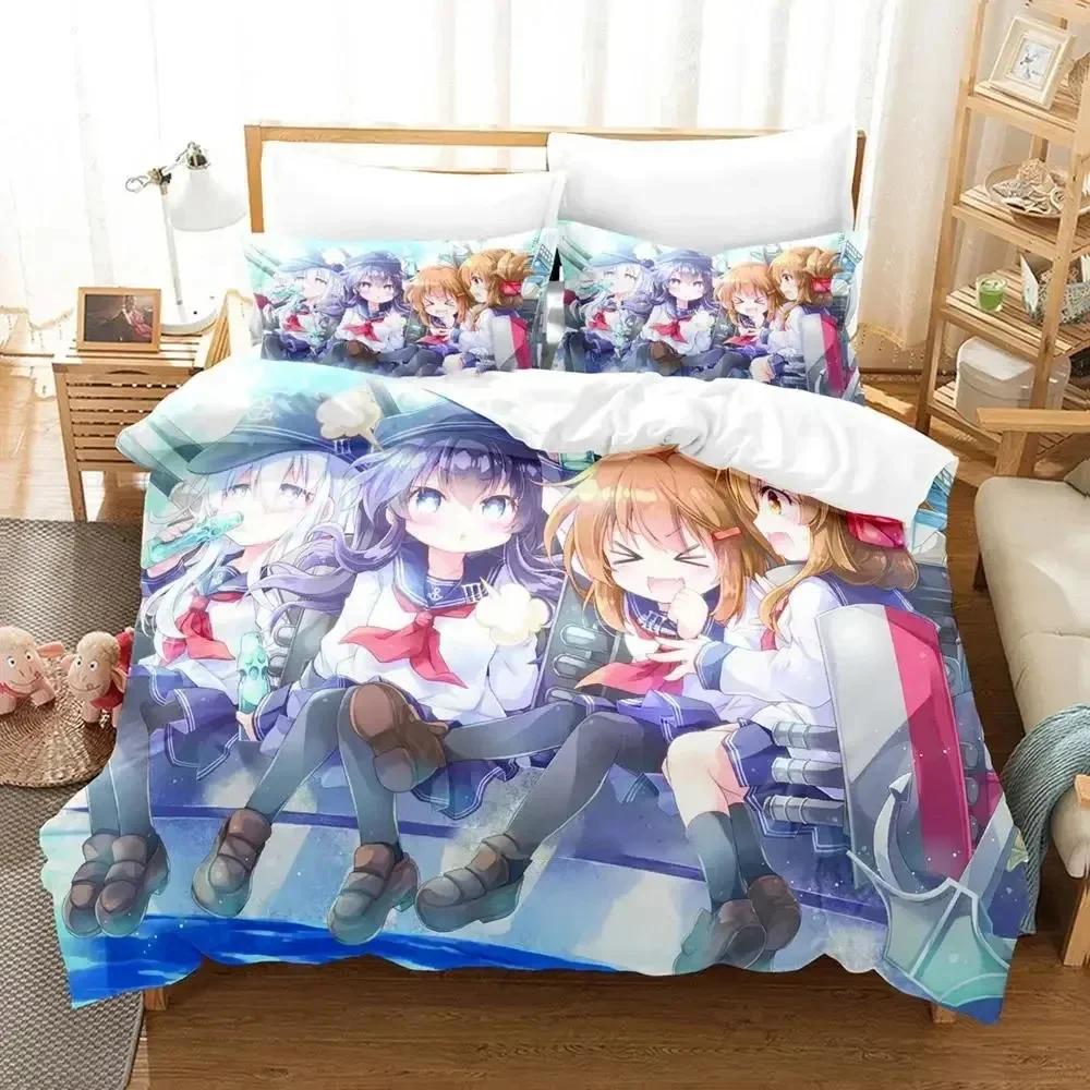 Аниме Kantai Коллекция Комплект постельного белья для мальчиков и девочек Twin Queen Sizes Пододеяльник Наволочка Кровать Дети Взрослые Мода Домашний текстиль Текстиль