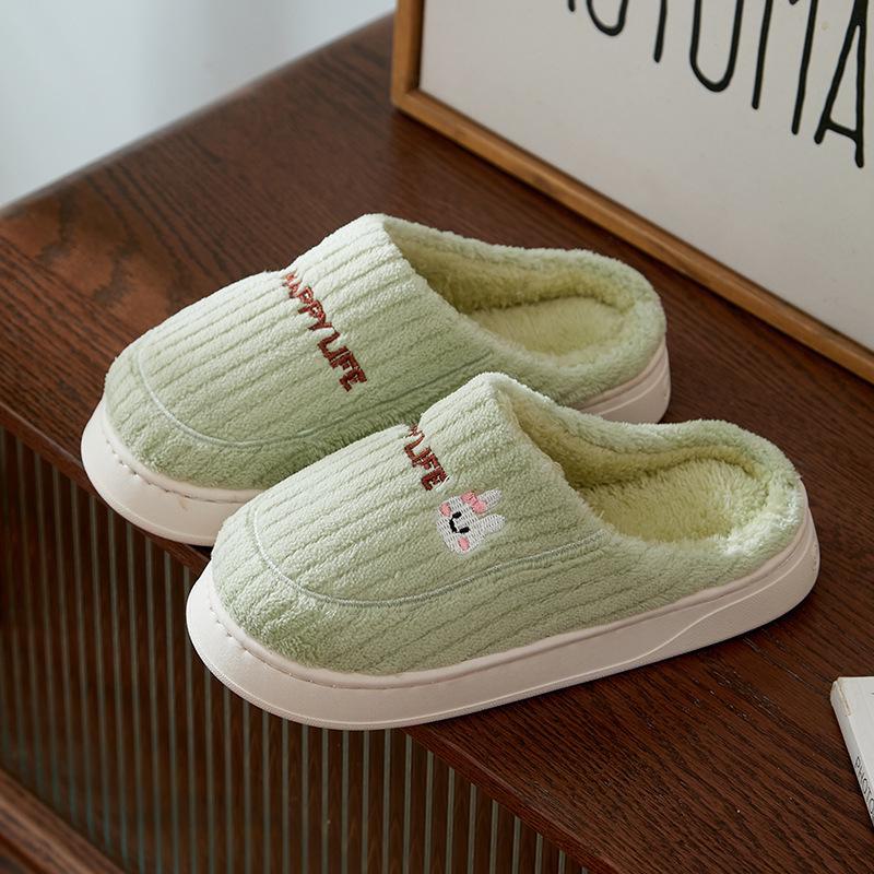 Женские и мужские милые плюшевые тапочки с кроликами - Зимняя коллекция, Нескользящие домашние хлопковые тапочки для пар.