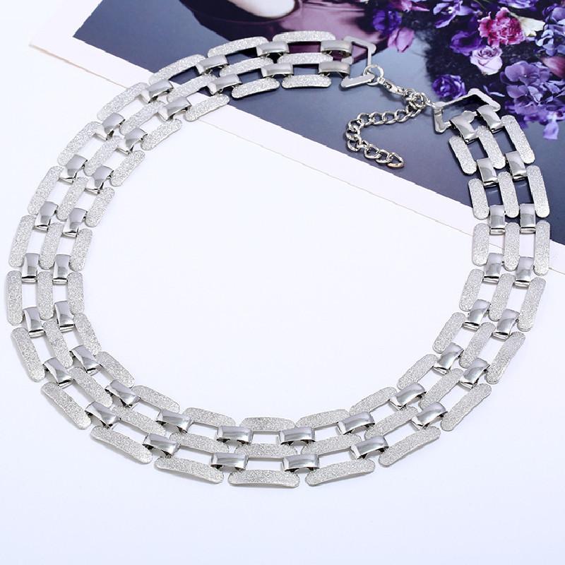 Fashion Geometric Metal Choker Necklace With Matte Finish For Men Women And