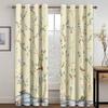 3D Flowers Classical Art Green Yellow Curtains 2 Panels Applicable Living Room Bedroom Kitchen Balcony Window Decor