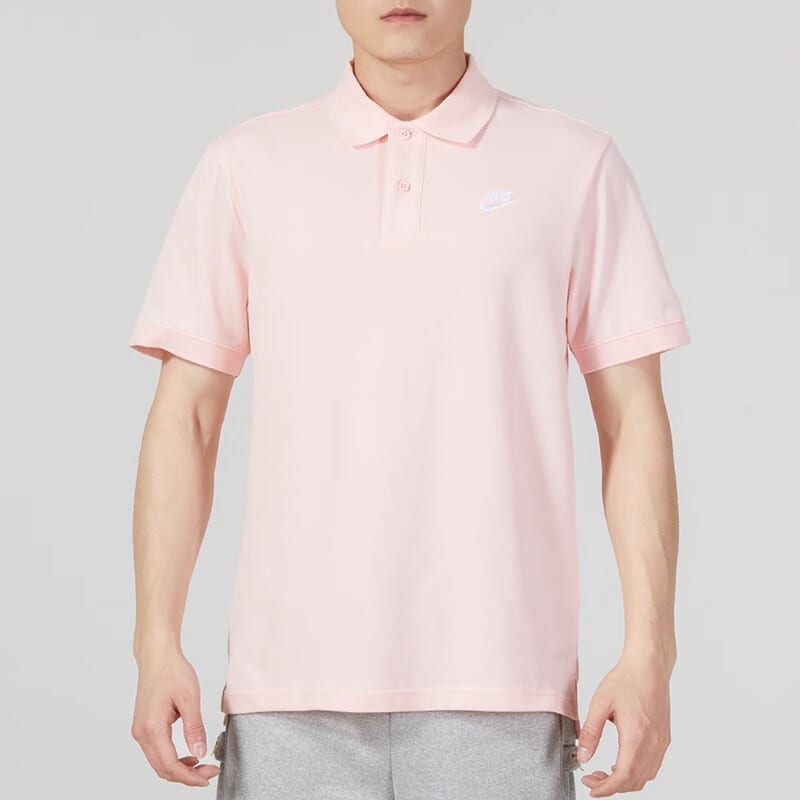 Nike Мужские рубашки-поло Розовое воротник-поло Умеренный прямой крой CJ4457-686