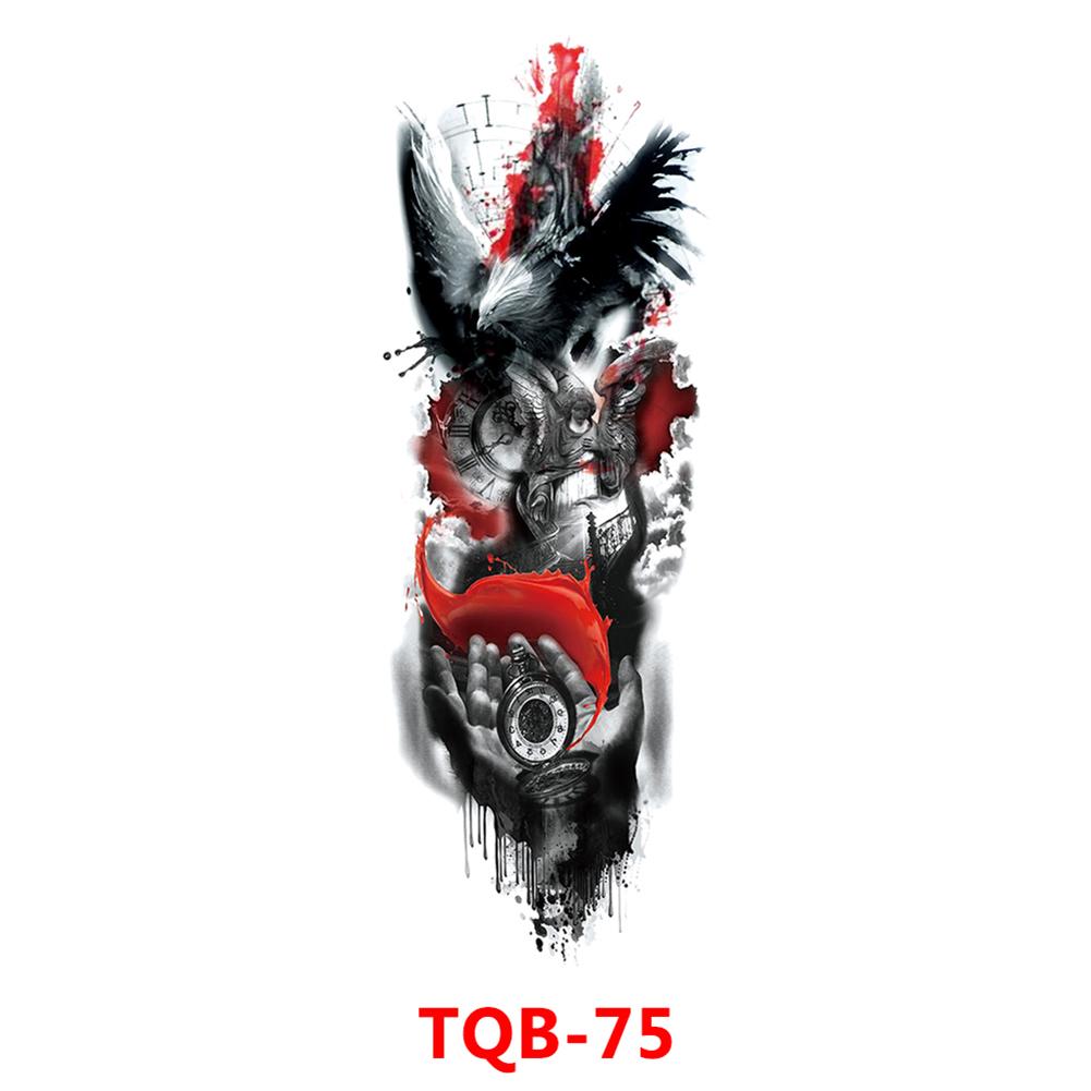 Татуировки с большим рукавом, львиной короной, скелетом, розой, водонепроницаемая временная татуировка, наклейка, дикий волк, тигр, мужская и женская тотемная тату