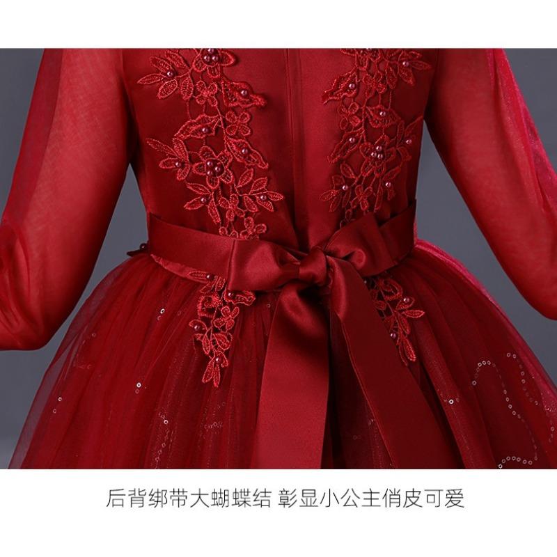 Girls Long Sleeve Princess Tulle Prom Dress For Big Kids