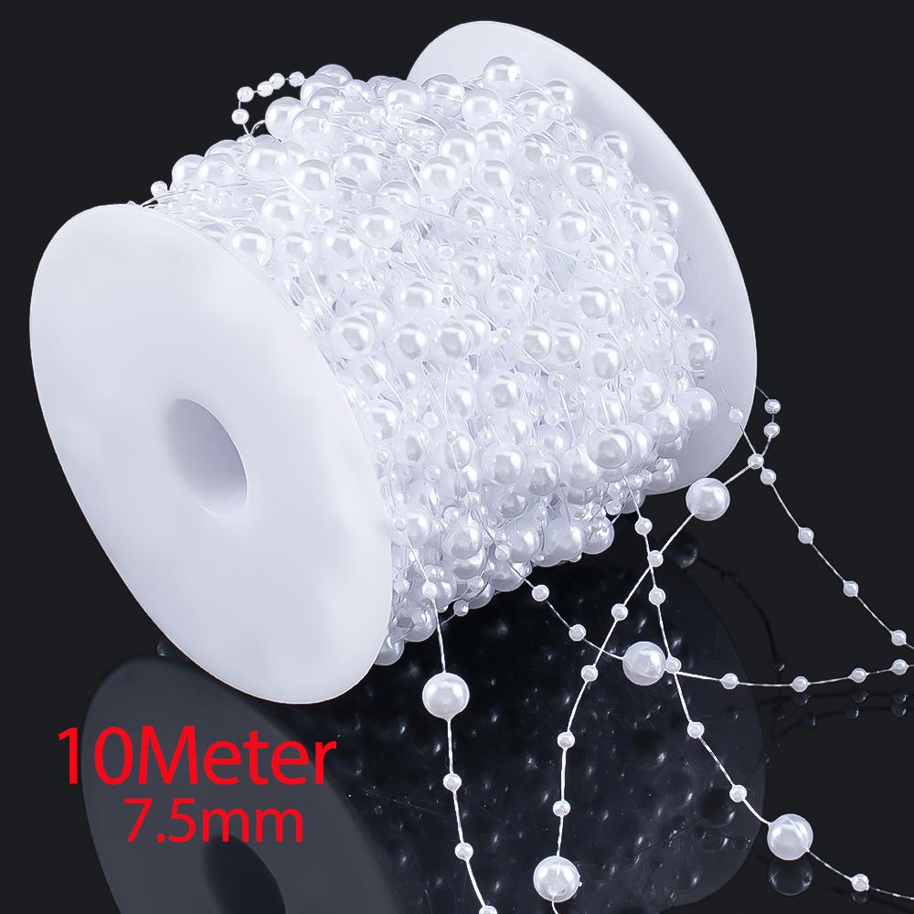 10M 2M ABS Imitation Pearl Star Bead Chain Line Cord Plastic Thread Trim DIY Wedding Party Decor Jewelry Findings Craft Material