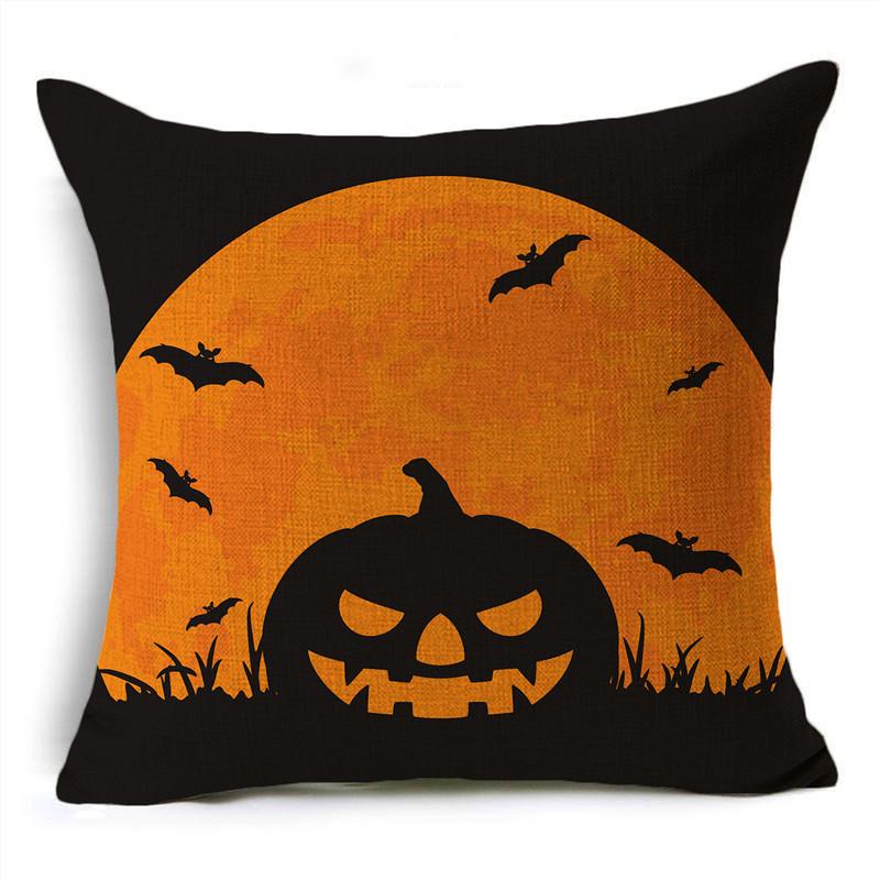 Модный классический оранжевый Хэллоуин, лунная ночь, летучая мышь, призрак, льняная наволочка, декоративная наволочка для дивана, гостиной, вечеринки