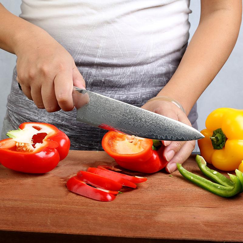 Sunnecko 8-дюймовый мужской нож шеф-повара 73 слоя дамасской стали VG10 японский кухонный нож разделочный нож черная рукоятка G10