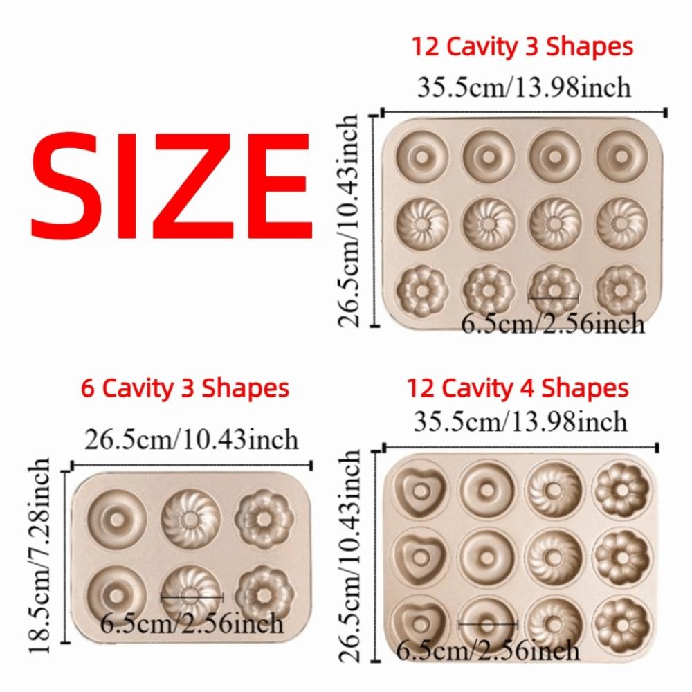 6/12 Cavity Donut Baking Mold Carbon Steel 4 Shapes Cake Baking Tray Easy To Clean Reusable Donut Muffin Pan Dessert Making