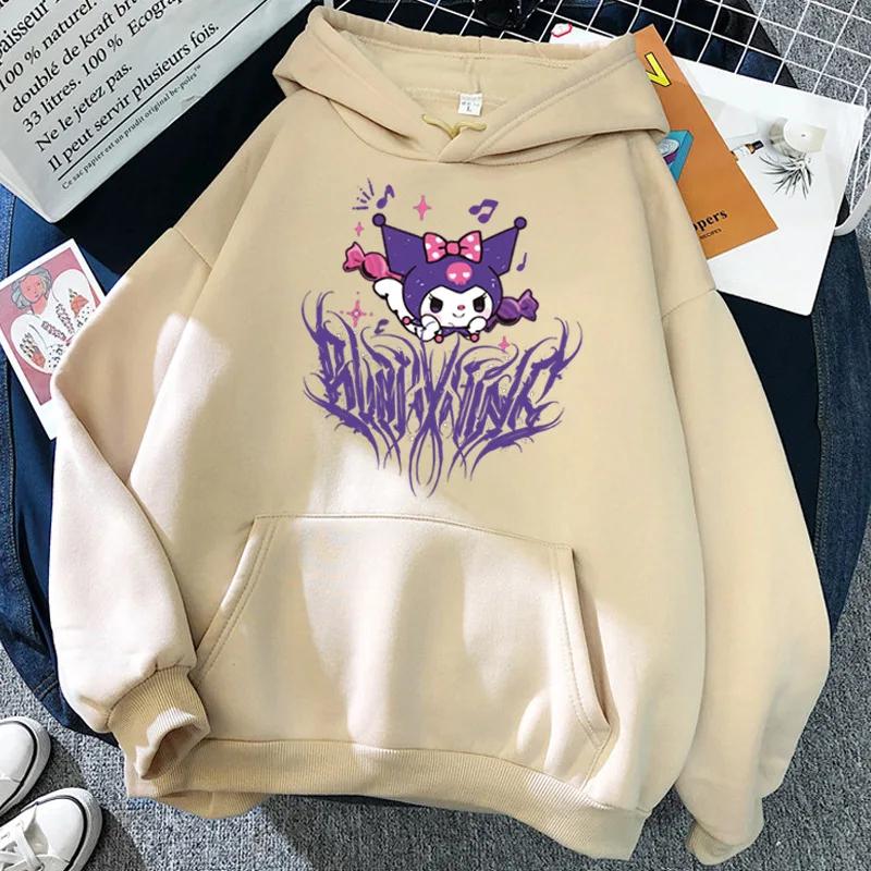 Японское аниме Sanrio Kuromi милое женское худи студенческая толстовка Y2K весна и осень для спорта и отдыха на открытом воздухе пуловер