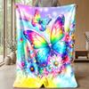Rainbow Butterfly and Flowers Theme blanket Lightweight Warm Flannel Blanket Decorative Throw Blanket for Home Decoration