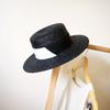 Европейский и американский ретро черный соломенный плетеный плоский верхний топ-цилиндр женская летняя шляпа от солнца защита от солнца пляжный отпуск соломенная шляпа шляпа от солнца