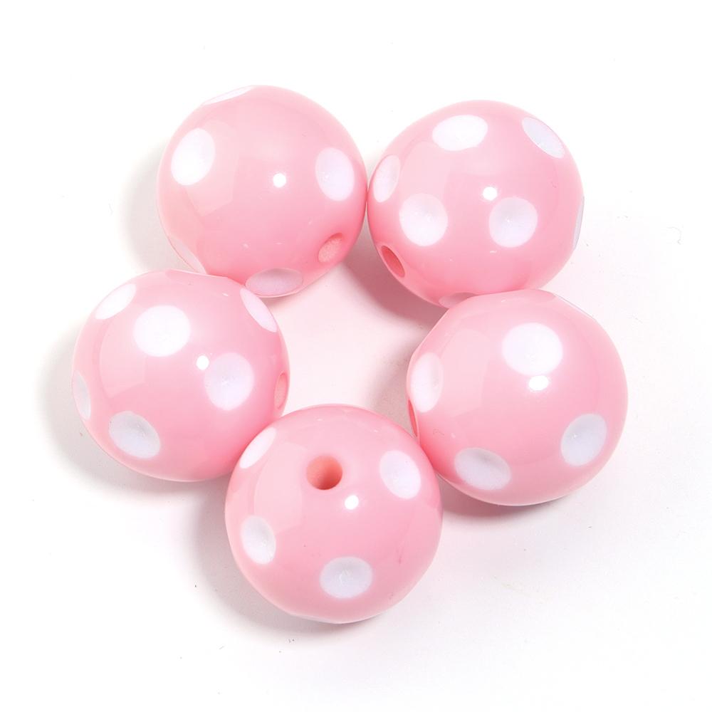 5pcs/lot 20mm White Polka Dot Resin Beads Colorful Round Loose Spacer Beads For Jewelry Making DIY Crafts Pen Beads Accessories