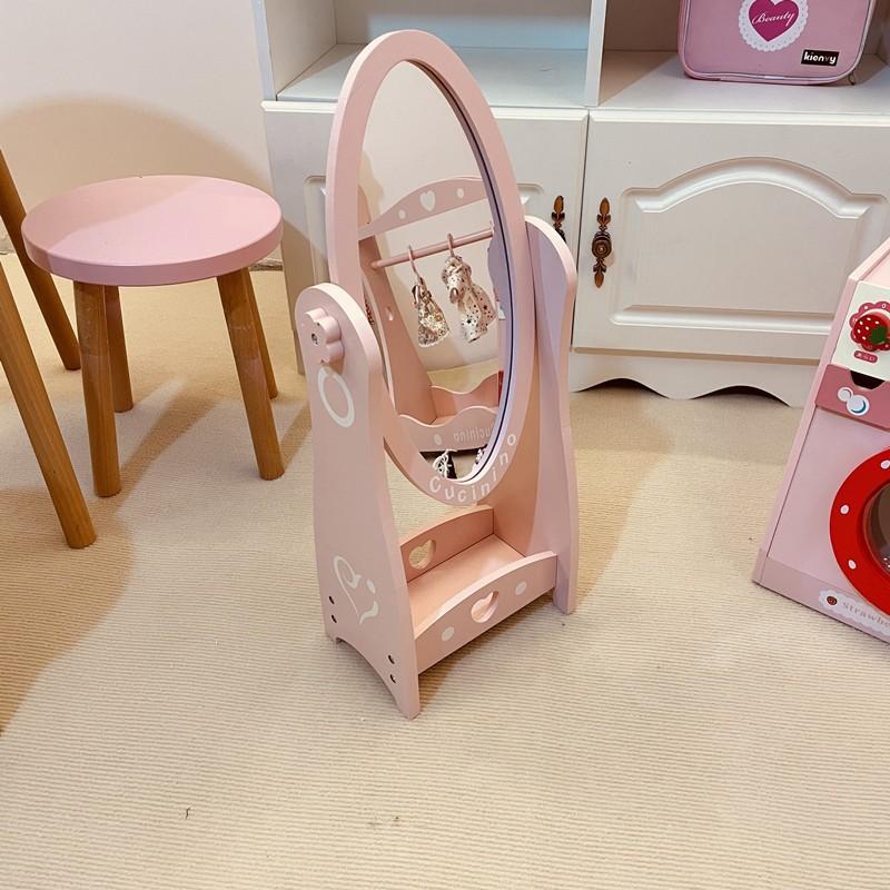 Деревянная Имитация Розовая Вешалка для Одежды Косметика Напольное Зеркало Стиральная Машина Мебель Игрушки для Игрового Домика