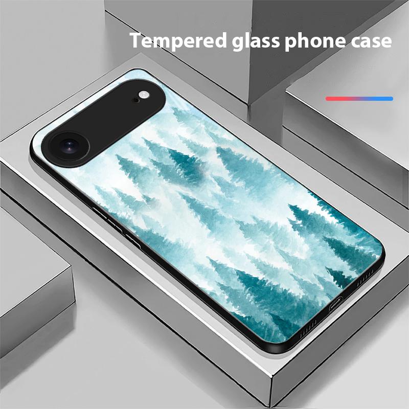 Чернильная пейзажная живопись Для iPhone 11 Pro 12 13 mini 14 15 Pro Max 16 E 17 Air XS Max XR 8 7 Plus SE 5 6 Черный стеклянный чехол для телефона