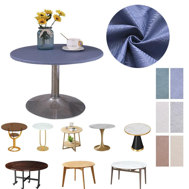 Round Waterproof Table Cover Cloth Protector Polyester Tablecloth Catering Fitted Table Cover with Elastic Edged