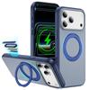 Luxury Metal Magnet Rotating Fold Magnetic Stand Phone Case For 17 Pro Max 17Pro Air Solid Color Matte Frosted PC Cover