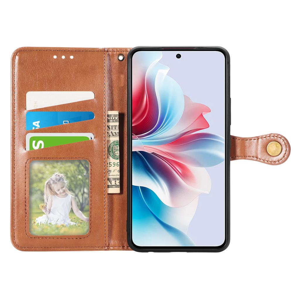 For Oppo Reno13 5G (Global) Case Leather Phone Case Wallet Stand Cover with Wrist Strap
