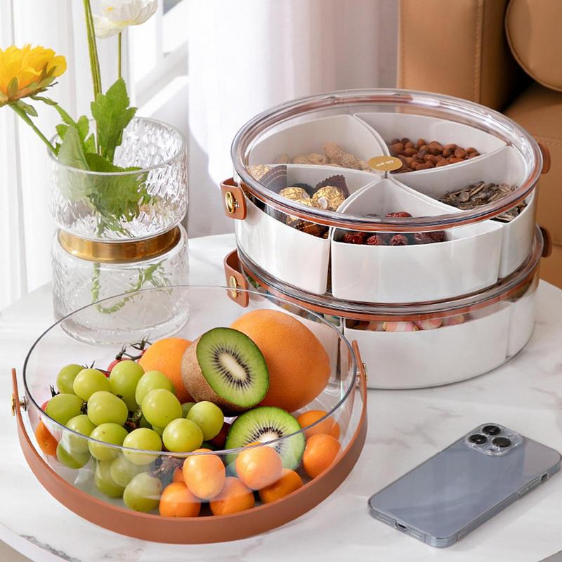 Fruits Snack Storage Plate Divided Serving Tray With Handle Food Storage Containers Dried Fruits Nuts Candy Cracker Chip Serving