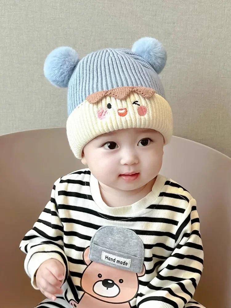 1 Piece Sweet Warm Infant Baby Beanie for Boy Girl Fashion Cute Cartoon Toddler Crochet Bonnet Autumn Winter Outdoor Knitted Hat