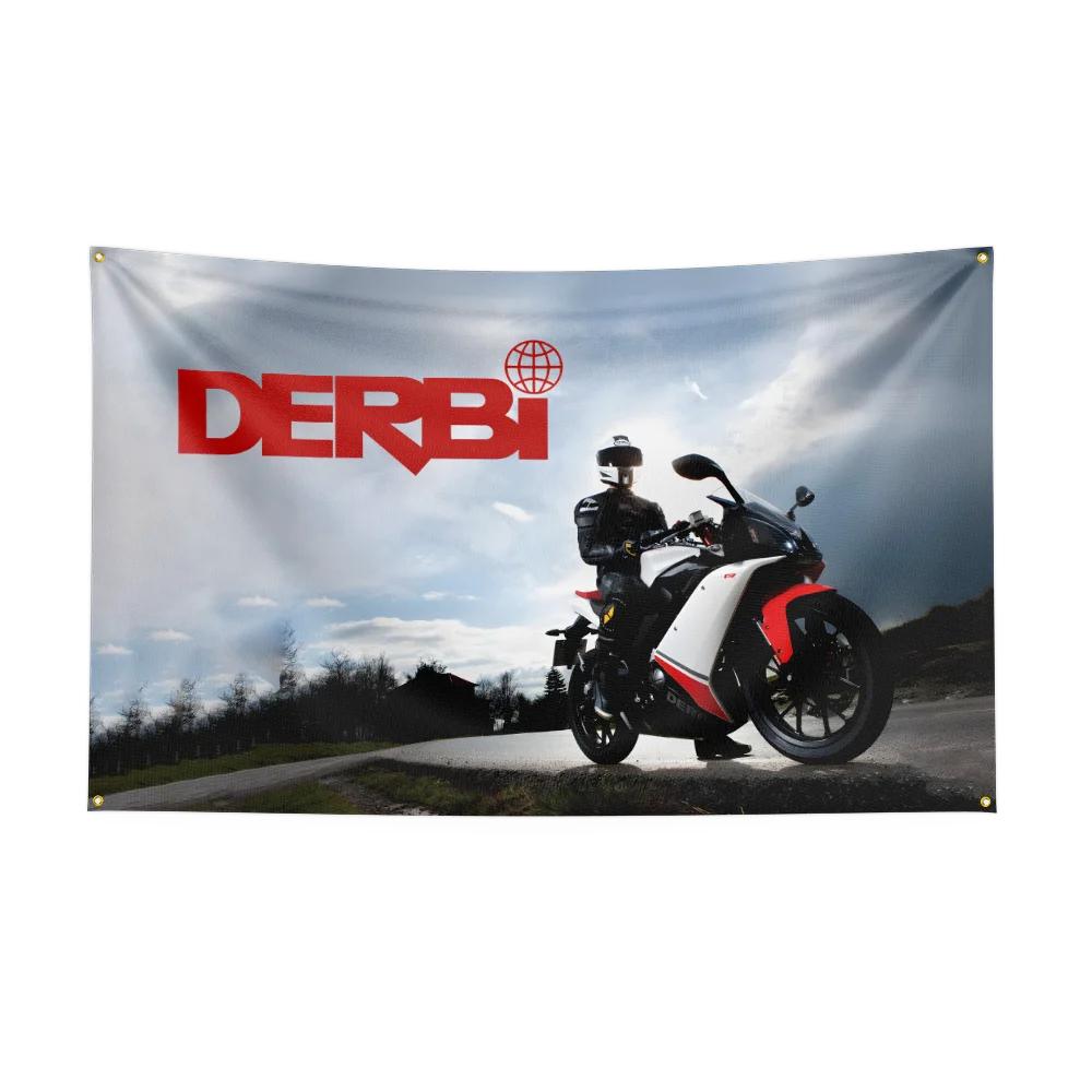 3x5 Ft DDerbi Motorcycle Flag Polyester Digital Printing Banner for Garage Wall Art Out Door Decoration With Brass Grommets