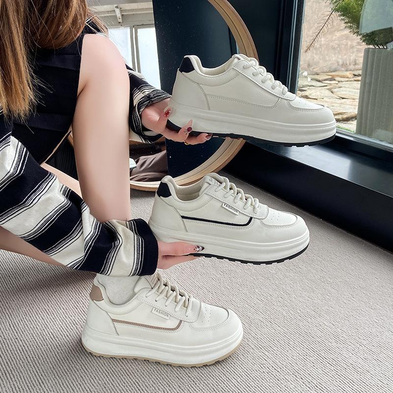 2025 Spring Little White Shoes New Korean Version Ins Women's Shoes Student Platform Sports Board Shoes Casual Street Shot Lace-up Shoes